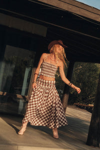 Delicious Days Gingham Plaid Drop-Waist Midi Skirt - ShopPromesa