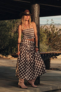 Delicious Days Gingham Plaid Drop-Waist Midi Skirt - ShopPromesa