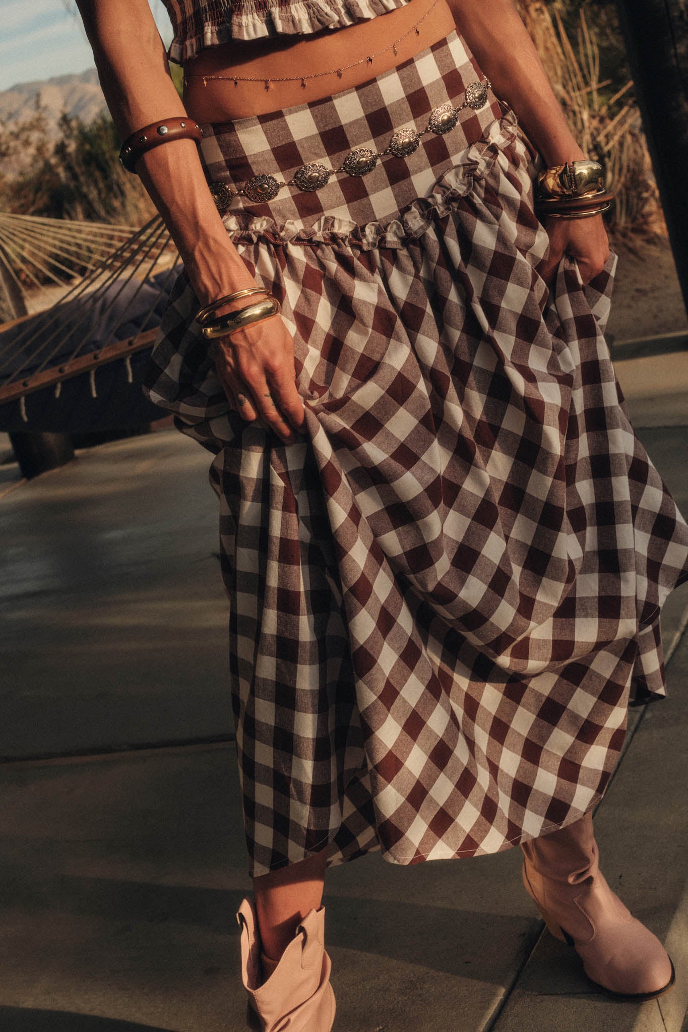 Delicious Days Gingham Plaid Drop-Waist Midi Skirt - ShopPromesa