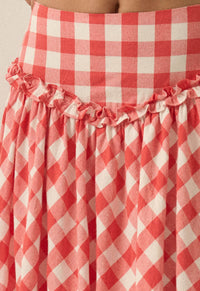 Delicious Days Gingham Plaid Drop-Waist Midi Skirt - ShopPromesa