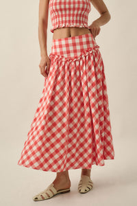 Delicious Days Gingham Plaid Drop-Waist Midi Skirt - ShopPromesa