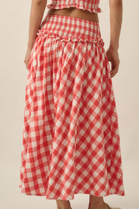 Delicious Days Gingham Plaid Drop-Waist Midi Skirt - ShopPromesa