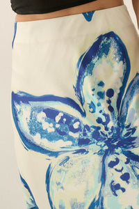 Celestial Blooms Floral Bias-Cut Satin Maxi Skirt - ShopPromesa