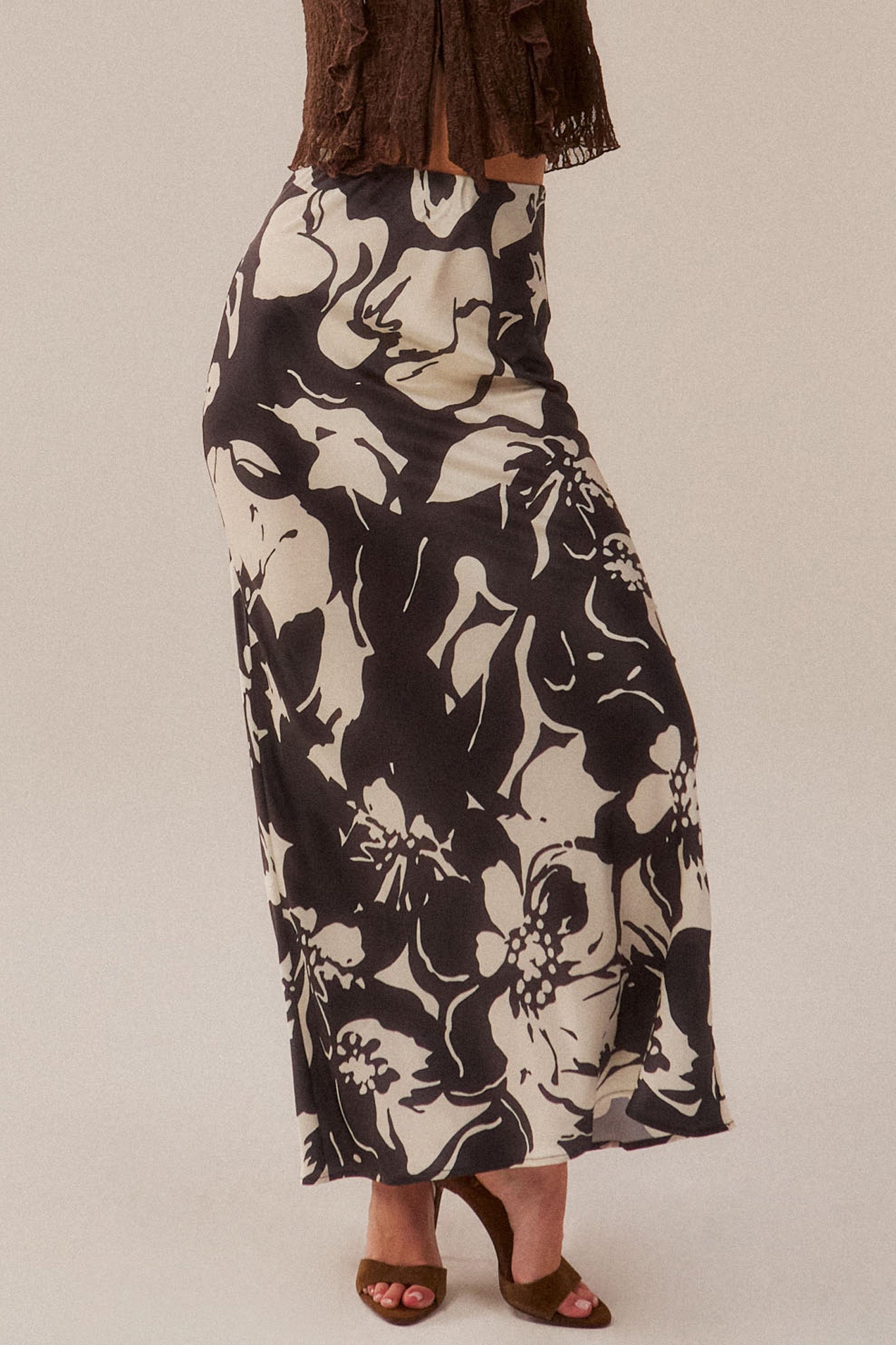 Charm and Grace Floral Satin Bias-Cut Maxi Skirt - ShopPromesa