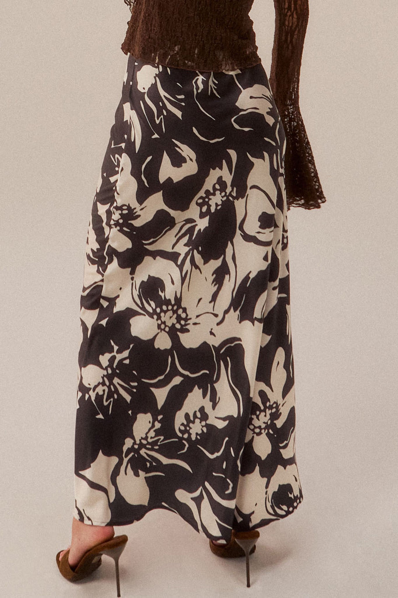 Charm and Grace Floral Satin Bias-Cut Maxi Skirt - ShopPromesa