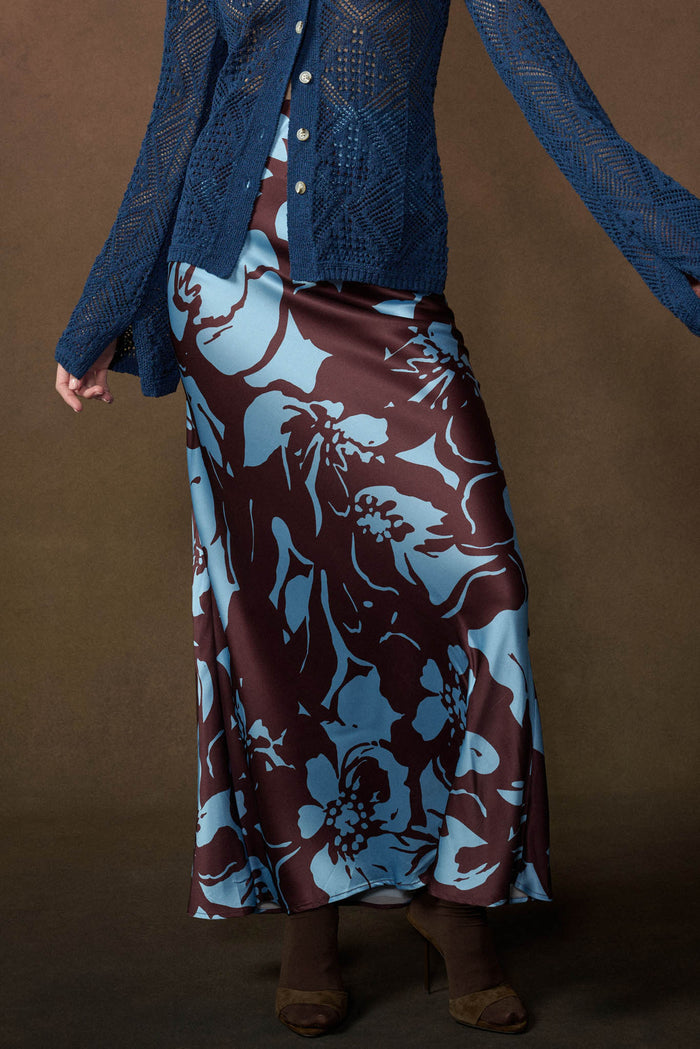 Charm and Grace Floral Satin Bias-Cut Maxi Skirt - ShopPromesa