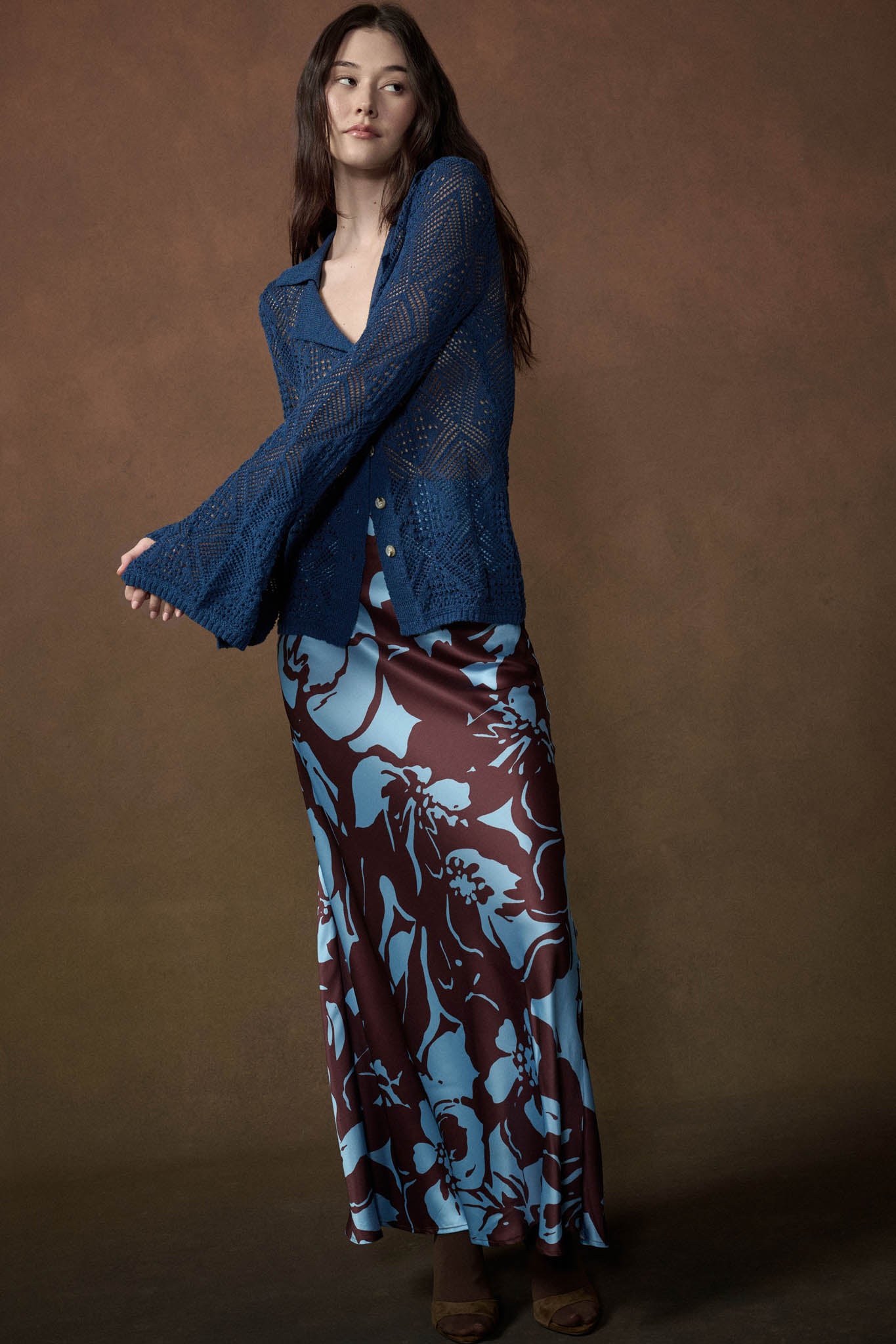 Charm and Grace Floral Satin Bias-Cut Maxi Skirt - ShopPromesa