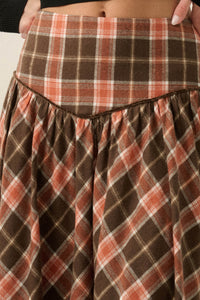 Cabin Couture Plaid Drop-Waist A-Line Midi Skirt - ShopPromesa