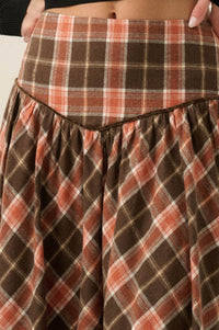 Cabin Couture Plaid Drop-Waist A-Line Midi Skirt - ShopPromesa