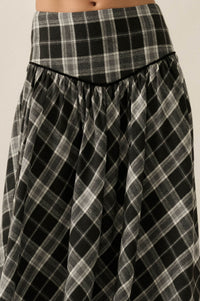Cabin Couture Plaid Drop-Waist A-Line Midi Skirt - ShopPromesa