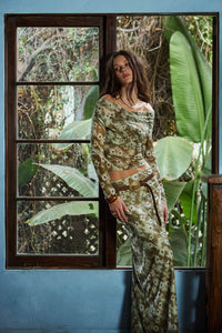 Morning Haze Floral Mesh Lettuce-Edge Maxi Skirt - ShopPromesa