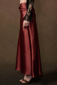 Silky Touch Twist-Front Bias-Cut Satin Maxi Skirt - ShopPromesa