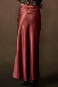 Silky Touch Twist-Front Bias-Cut Satin Maxi Skirt - ShopPromesa