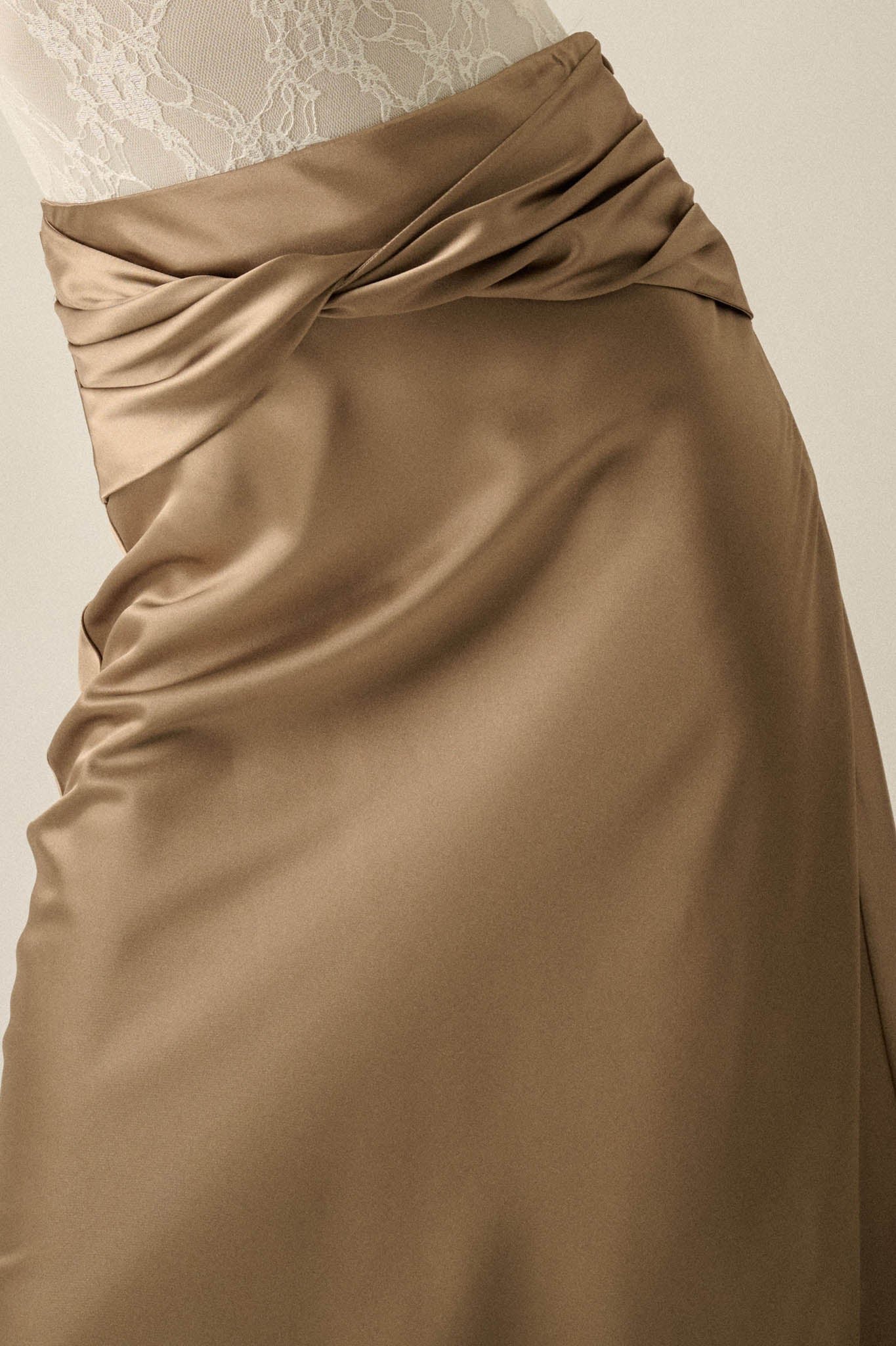 Silky Touch Twist-Front Bias-Cut Satin Maxi Skirt - ShopPromesa
