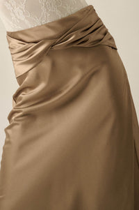 Silky Touch Twist-Front Bias-Cut Satin Maxi Skirt - ShopPromesa