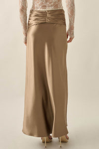 Silky Touch Twist-Front Bias-Cut Satin Maxi Skirt - ShopPromesa