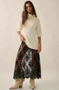 Delicate Beauty Sheer Floral Lace Layering Midi Skirt - ShopPromesa