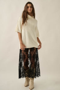 Delicate Beauty Sheer Floral Lace Layering Midi Skirt - ShopPromesa