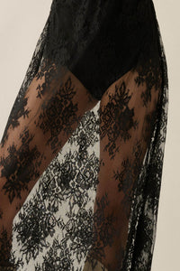 Delicate Beauty Sheer Floral Lace Layering Midi Skirt - ShopPromesa