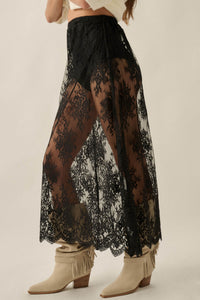 Delicate Beauty Sheer Floral Lace Layering Midi Skirt - ShopPromesa