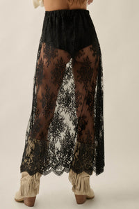 Delicate Beauty Sheer Floral Lace Layering Midi Skirt - ShopPromesa