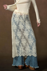 Delicate Beauty Sheer Floral Lace Layering Midi Skirt - ShopPromesa