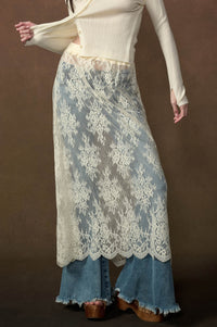 Delicate Beauty Sheer Floral Lace Layering Midi Skirt - ShopPromesa
