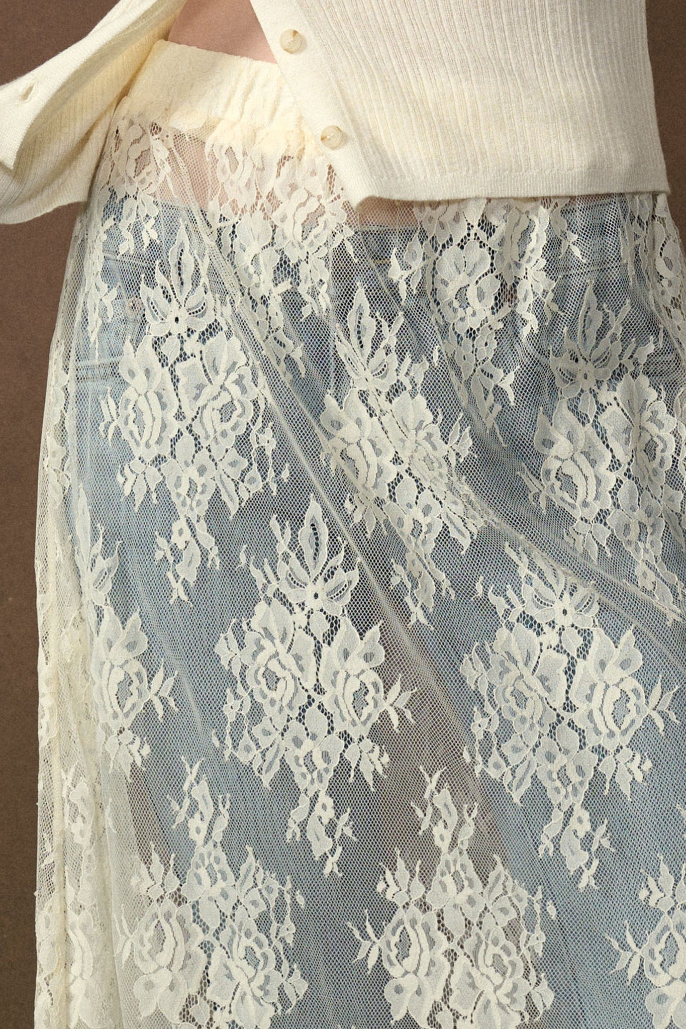 Delicate Beauty Sheer Floral Lace Layering Midi Skirt - ShopPromesa