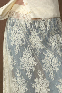 Delicate Beauty Sheer Floral Lace Layering Midi Skirt - ShopPromesa