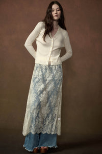 Delicate Beauty Sheer Floral Lace Layering Midi Skirt - ShopPromesa