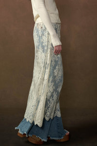 Delicate Beauty Sheer Floral Lace Layering Midi Skirt - ShopPromesa