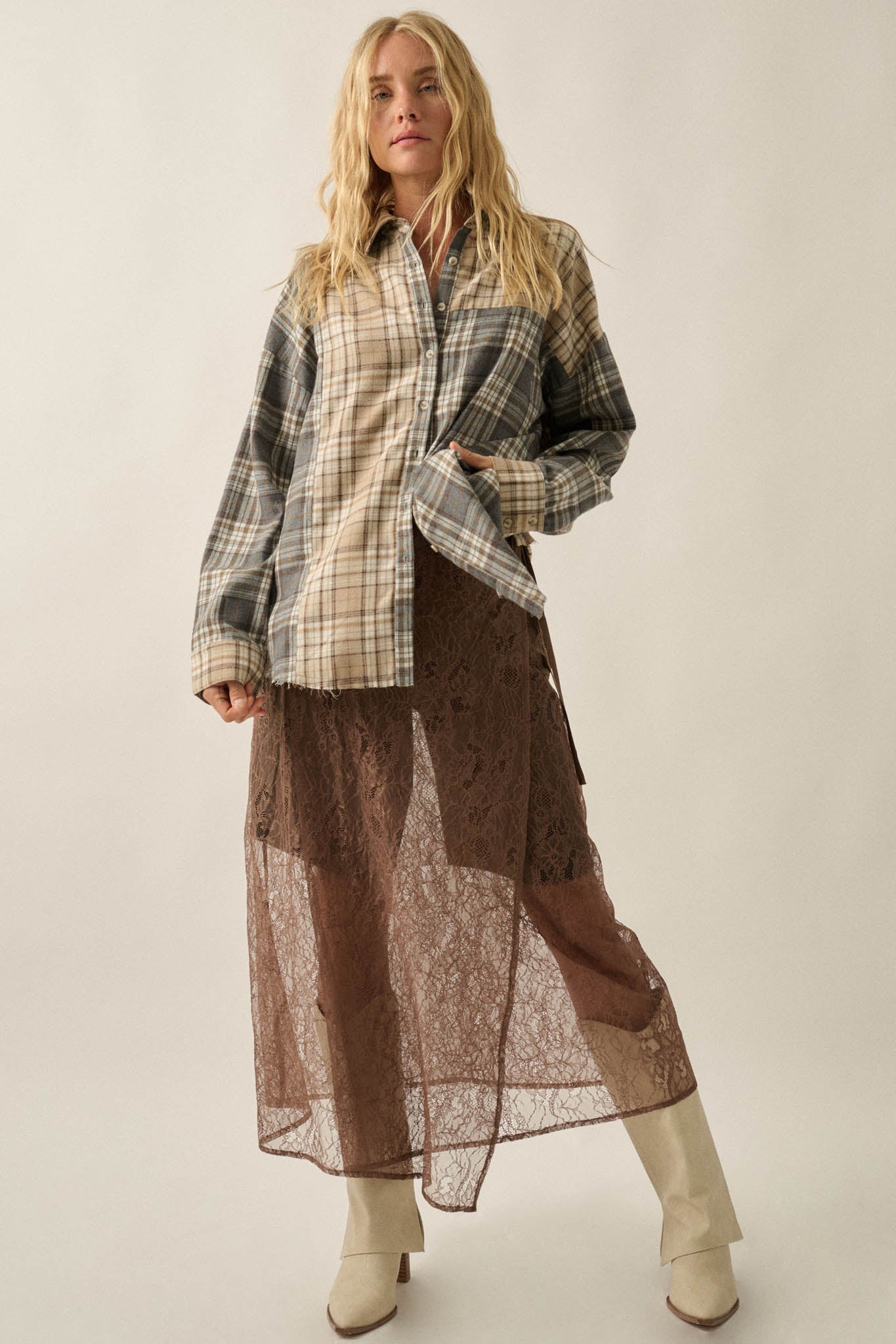 Gossamer Breeze Sheer Floral Lace Wrap Midi Skirt - ShopPromesa