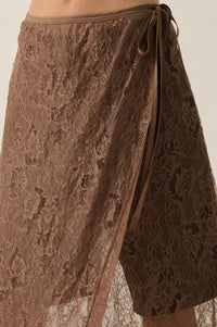 Gossamer Breeze Sheer Floral Lace Wrap Midi Skirt - ShopPromesa
