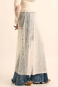 Gossamer Breeze Sheer Floral Lace Wrap Midi Skirt - ShopPromesa