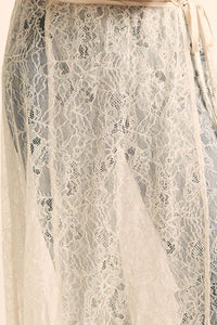 Gossamer Breeze Sheer Floral Lace Wrap Midi Skirt - ShopPromesa