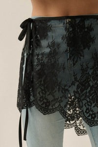 Sweet Nothings Sheer Floral Lace Wrap Mini Skirt - ShopPromesa