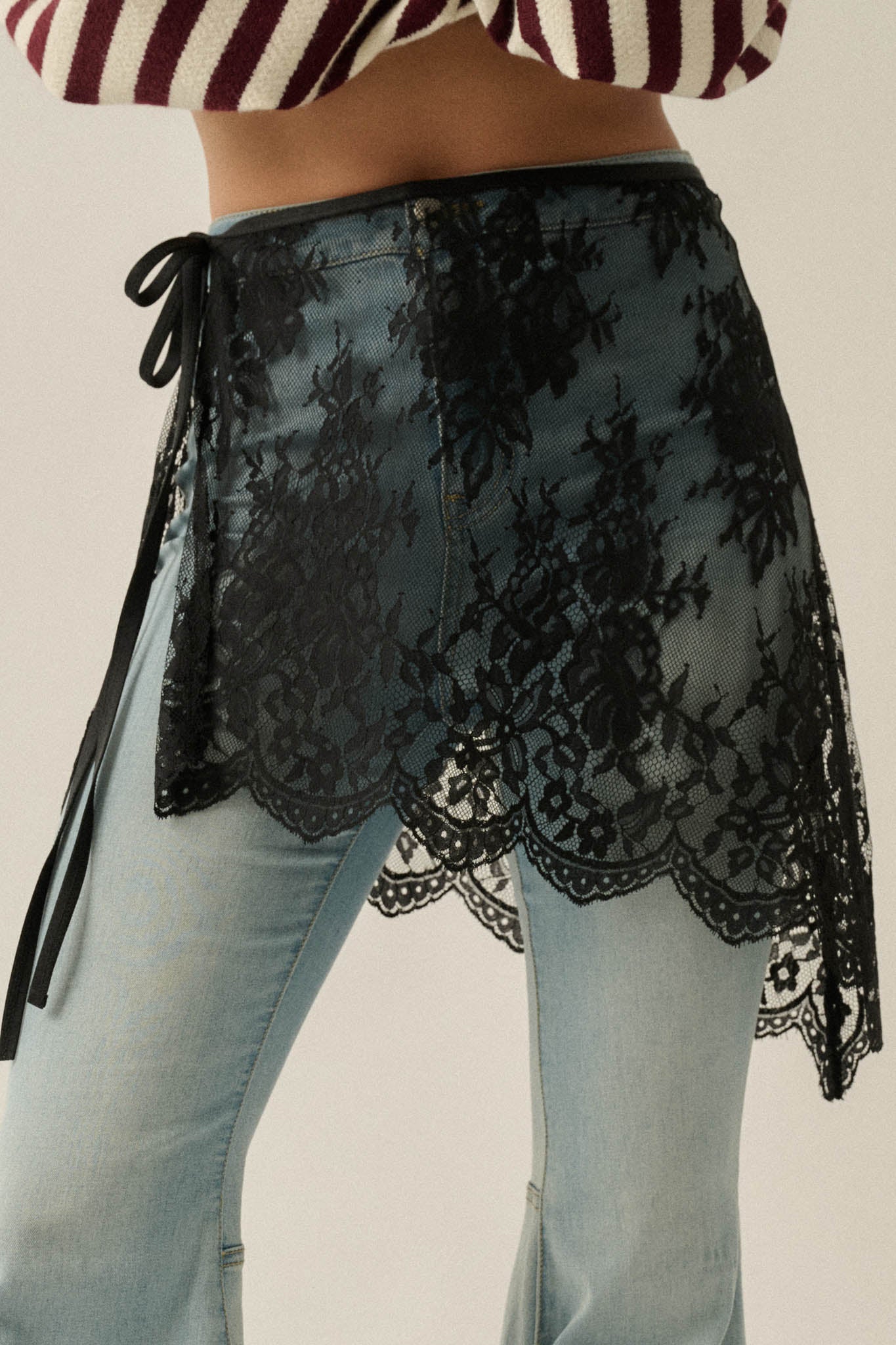 Sweet Nothings Sheer Floral Lace Wrap Mini Skirt - ShopPromesa