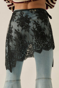 Sweet Nothings Sheer Floral Lace Wrap Mini Skirt - ShopPromesa