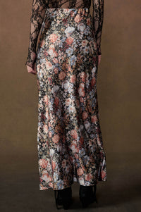 Bright Blooms Floral Satin Elastic-Waist Maxi Skirt - ShopPromesa