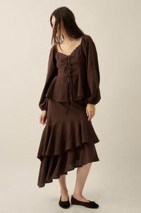 Anything for Love Asymmetrical Tiered Ruffle Skirt - ShopPromesa