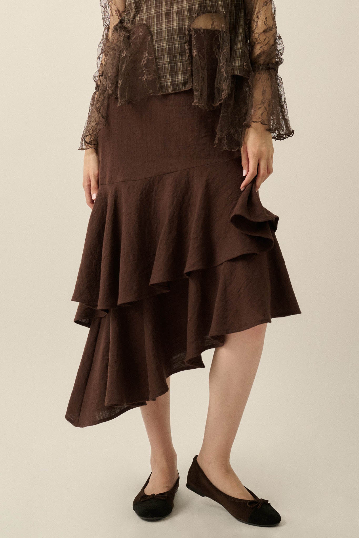 Anything for Love Asymmetrical Tiered Ruffle Skirt - ShopPromesa