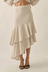 Anything for Love Asymmetrical Tiered Ruffle Skirt - ShopPromesa