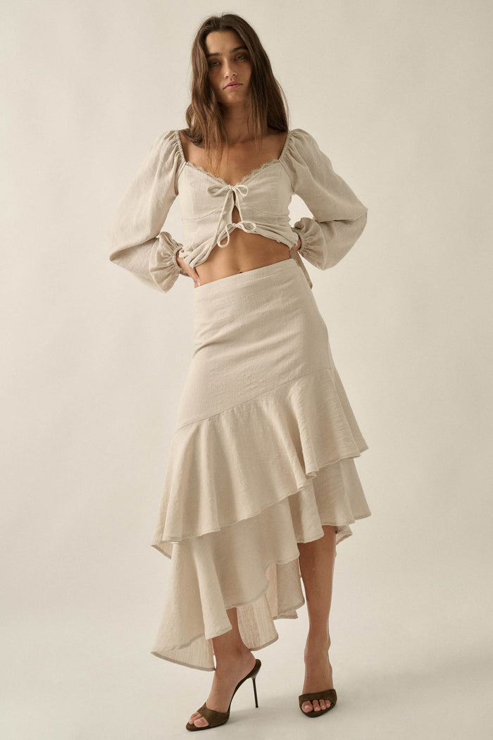 Anything for Love Asymmetrical Tiered Ruffle Skirt - ShopPromesa