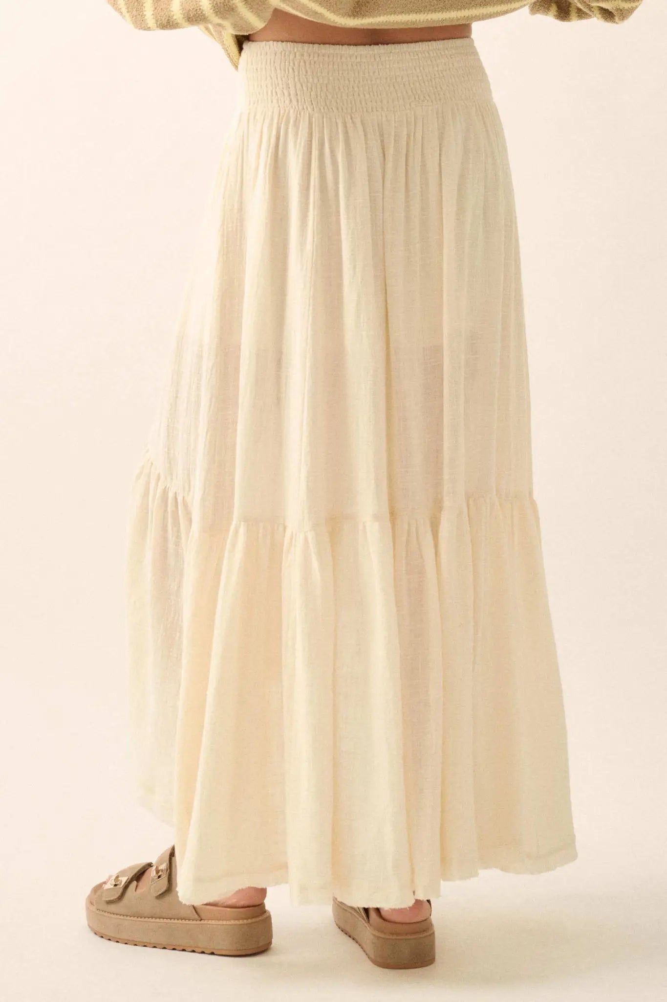 Billowing Breeze High-Low Tiered Ruffle Maxi Skirt - ShopPromesa