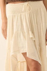 Billowing Breeze High-Low Tiered Ruffle Maxi Skirt - ShopPromesa