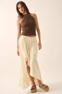 Billowing Breeze High-Low Tiered Ruffle Maxi Skirt - ShopPromesa