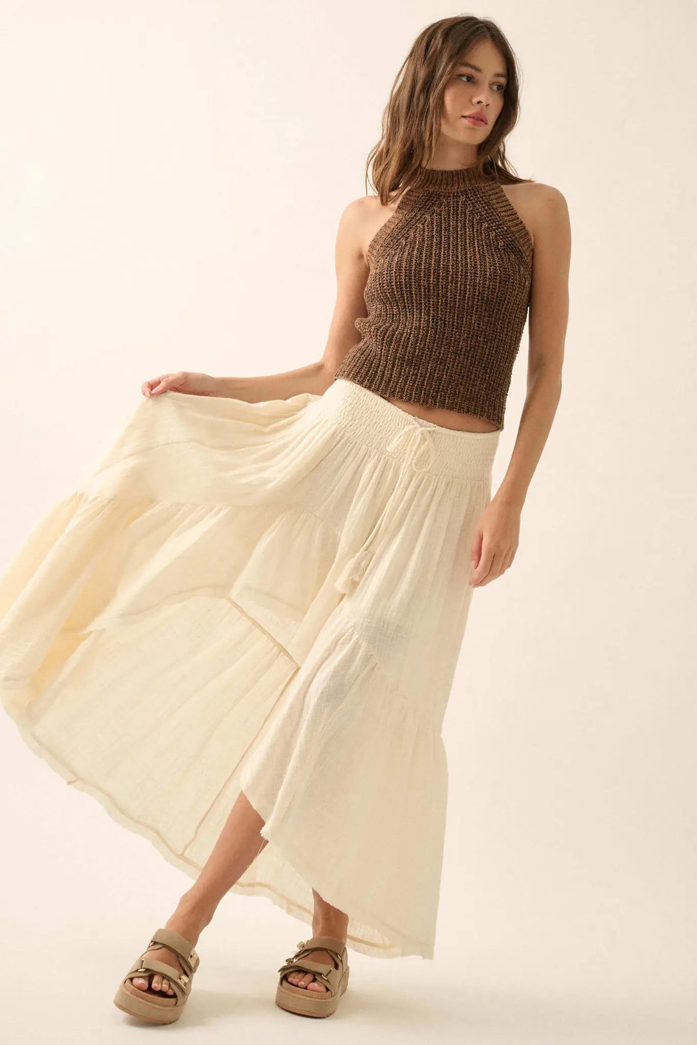 Billowing Breeze High-Low Tiered Ruffle Maxi Skirt - ShopPromesa