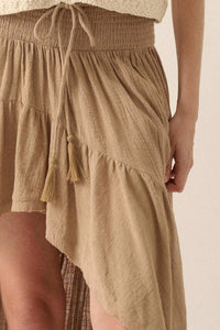 Billowing Breeze High-Low Tiered Ruffle Maxi Skirt - ShopPromesa