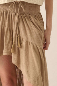 Billowing Breeze High-Low Tiered Ruffle Maxi Skirt - ShopPromesa