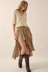 Billowing Breeze High-Low Tiered Ruffle Maxi Skirt - ShopPromesa